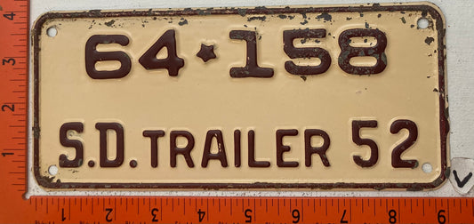 1952 South Dakota #64-158 Trailer License Plate