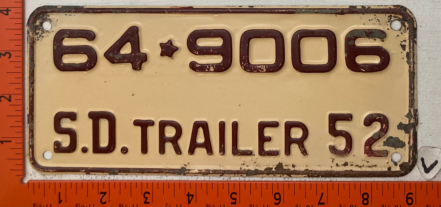 1952 South Dakota #64-9006 Trailer License Plate