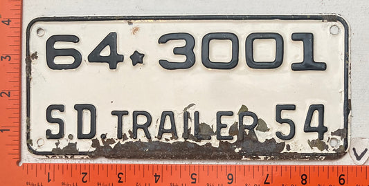 1954 South Dakota #64-3001 Trailer License Plate