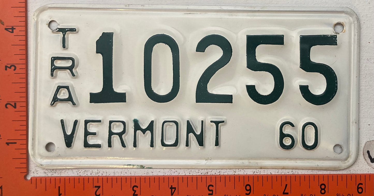 1960 Vermont #10255 Trailer License Plate