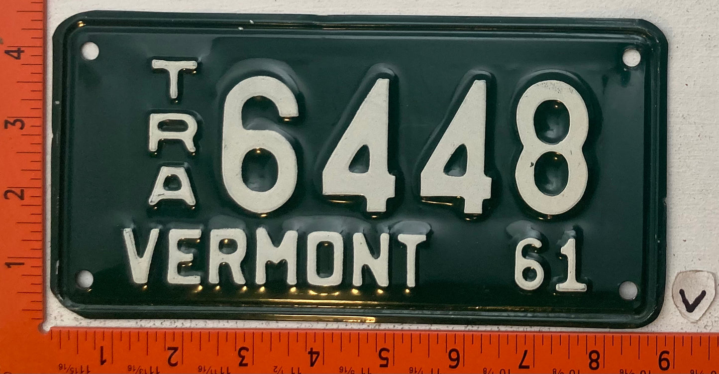 1961 Vermont #6448 Trailer License Plate