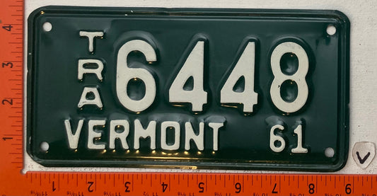 1961 Vermont #6448 Trailer License Plate