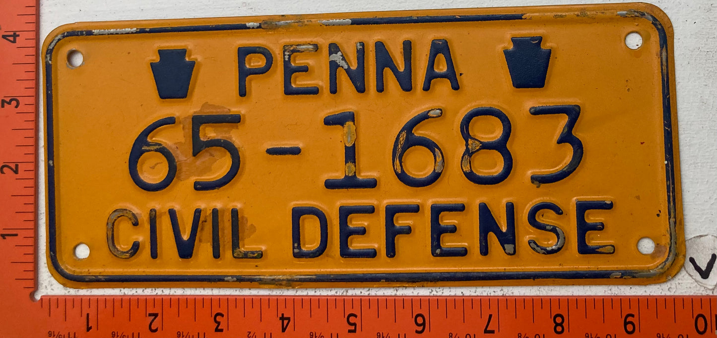Undated Pennsylvania # 65-1683 Civil Defense License Plate