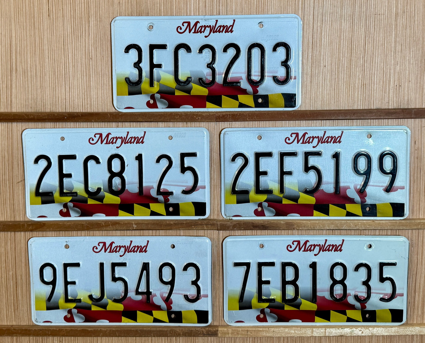 Group of 5 Maryland Flag License Plates (Crafter)