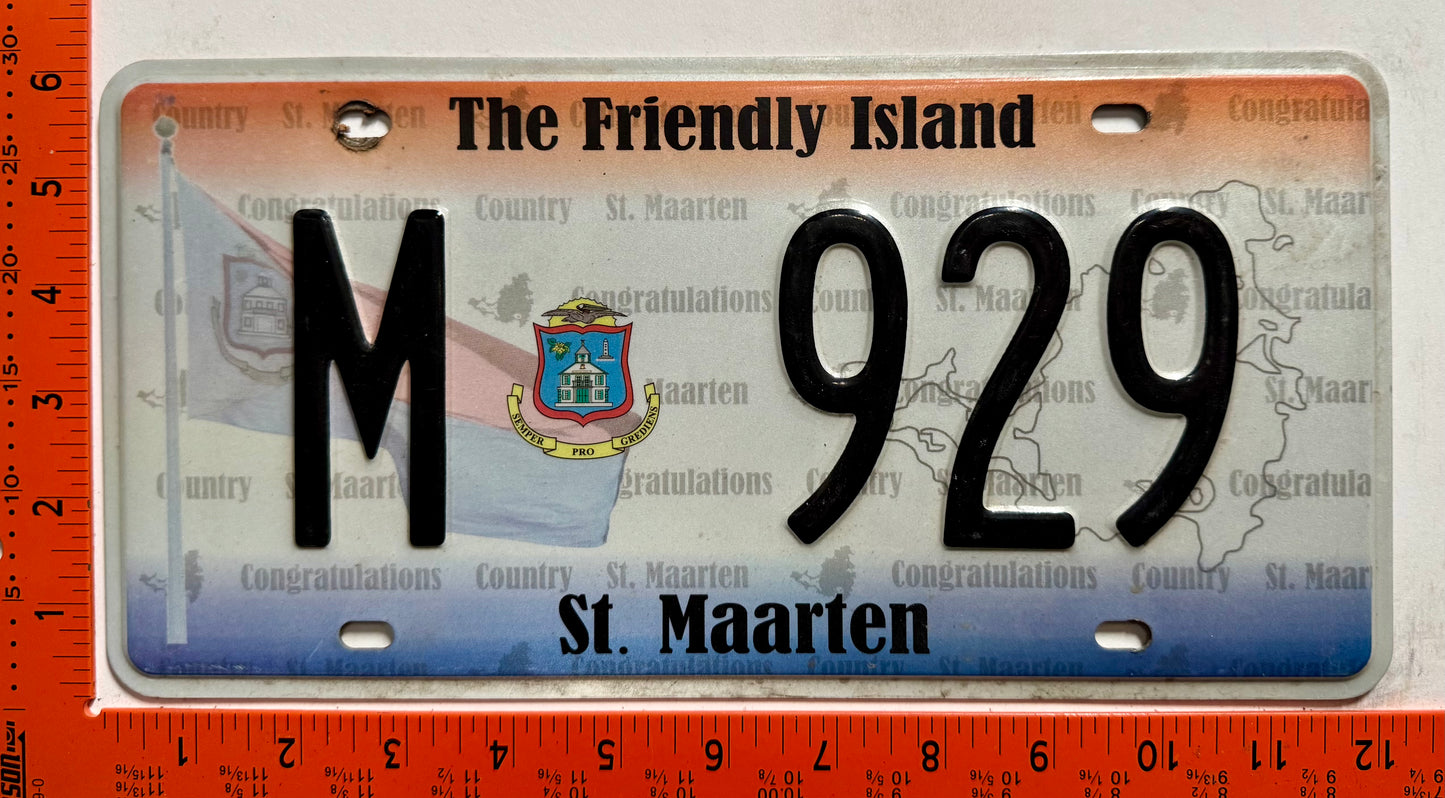 2011 St Maarten #M 929 Passenger License Plate