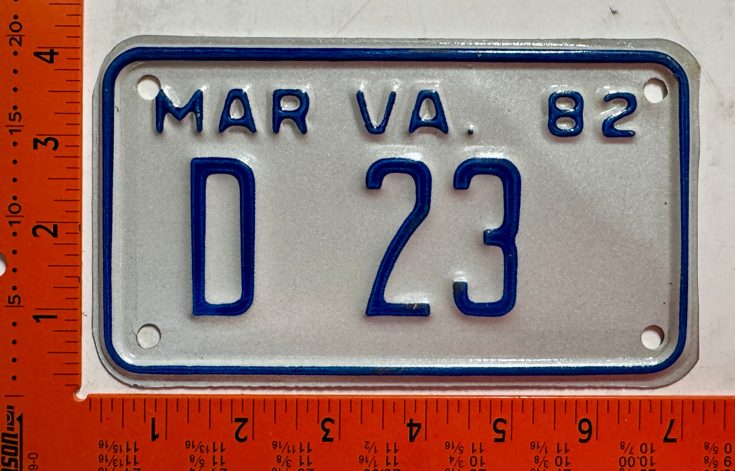 1982 Virginia #D 23 Motorcycle Dealer License Plate