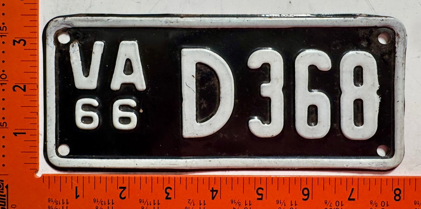 1966 Virginia #D368 Motorcycle Dealer License Plate