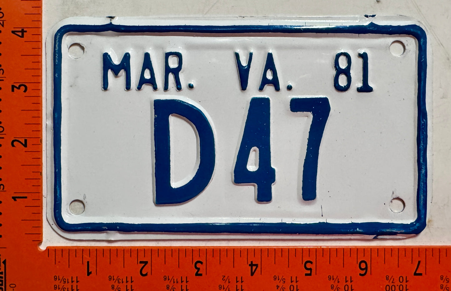 1981 Virginia #D47 Motorcycle Dealer License Plate
