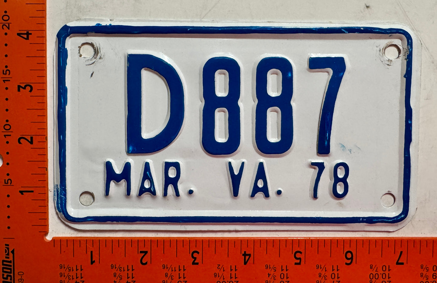1978 Virginia #D887 Motorcycle Dealer License Plate