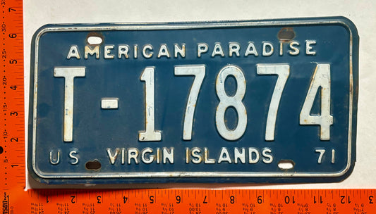 1971 Virgin Islands #T-17874 Passenger License Plate