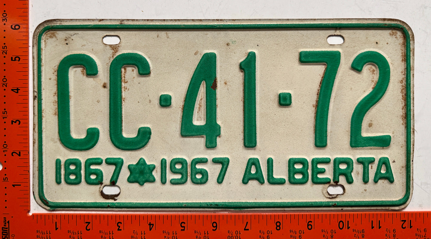 1967 Alberta #CC-41-72 Passenger License Plate
