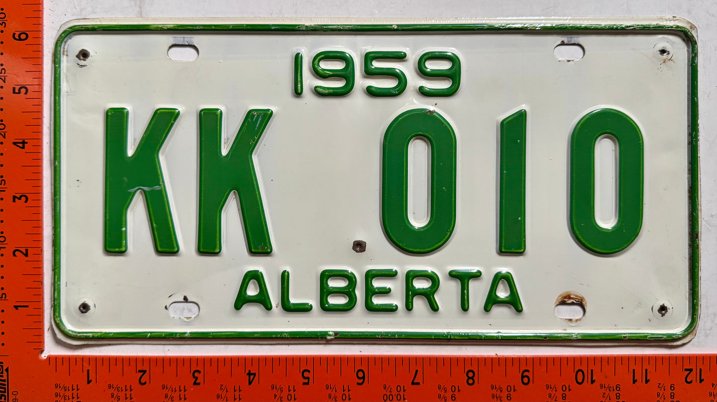 1959 Alberta #KK 010 Passenger License Plate