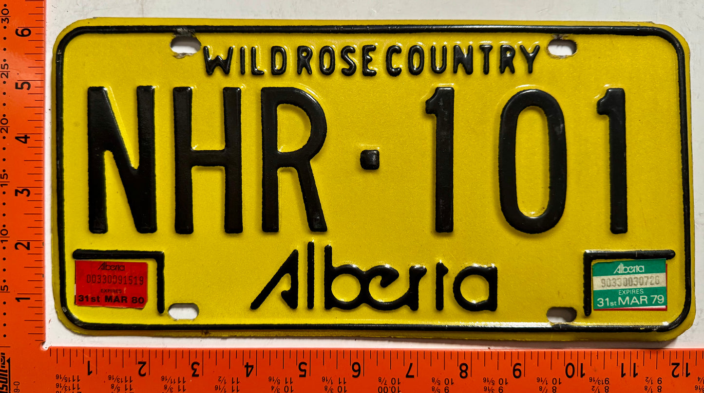 1979/1980 Alberta #NHR-101 Passenger License Plate