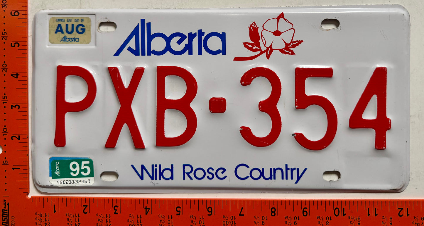 1995 Alberta #PXB-354 Passenger License Plate