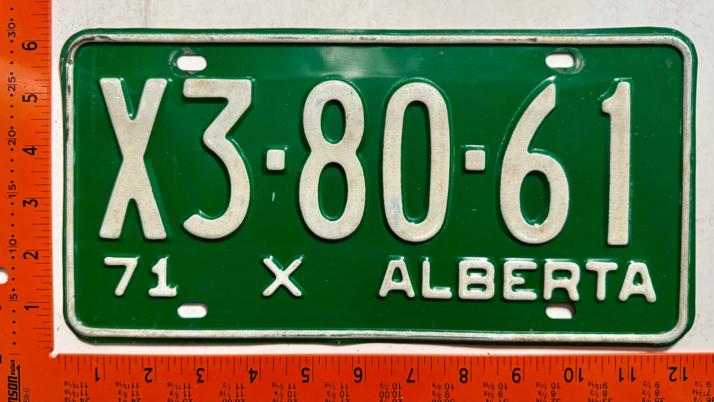 1971 Alberta #X3-80-61 Restricted License Plate
