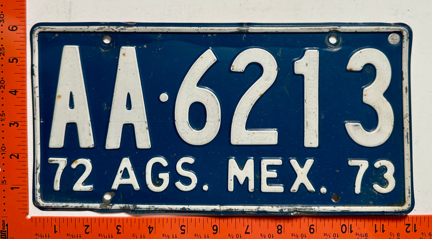 1972-1973 Aguascalientes, Mexico #AA-6213 Truck License Plate