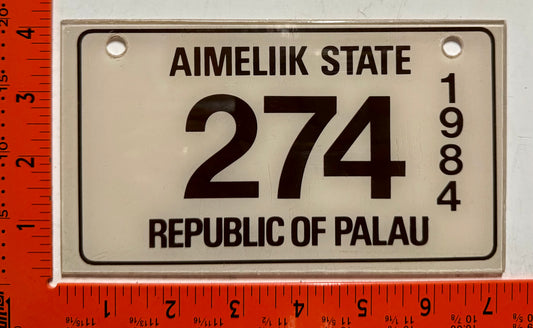 1984 Aimeliik State, Palau #274 Motorcycle License Plate