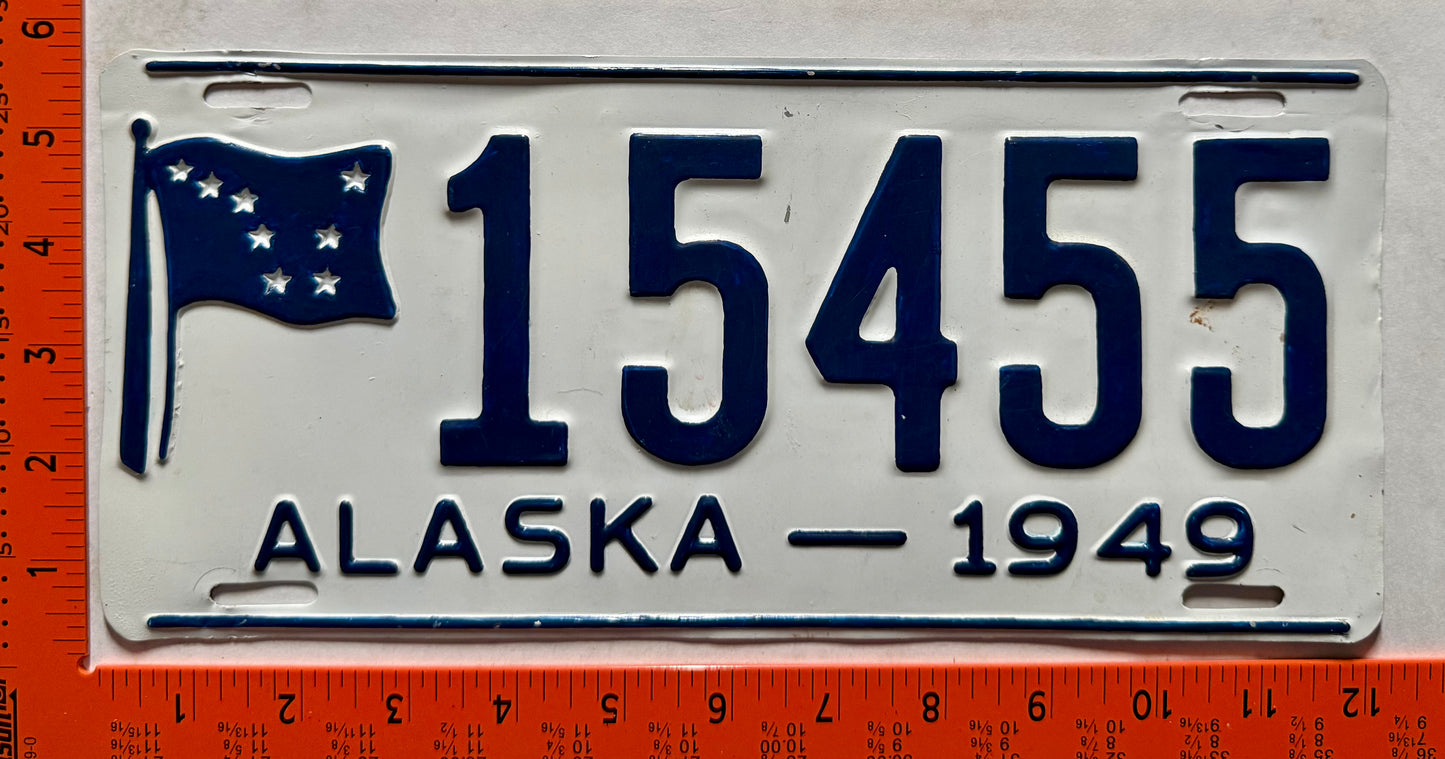1949 Alaska #15455 Passenger License Plate (repaint)