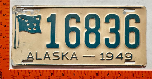 1949 Alaska #16836 Passenger License Plate
