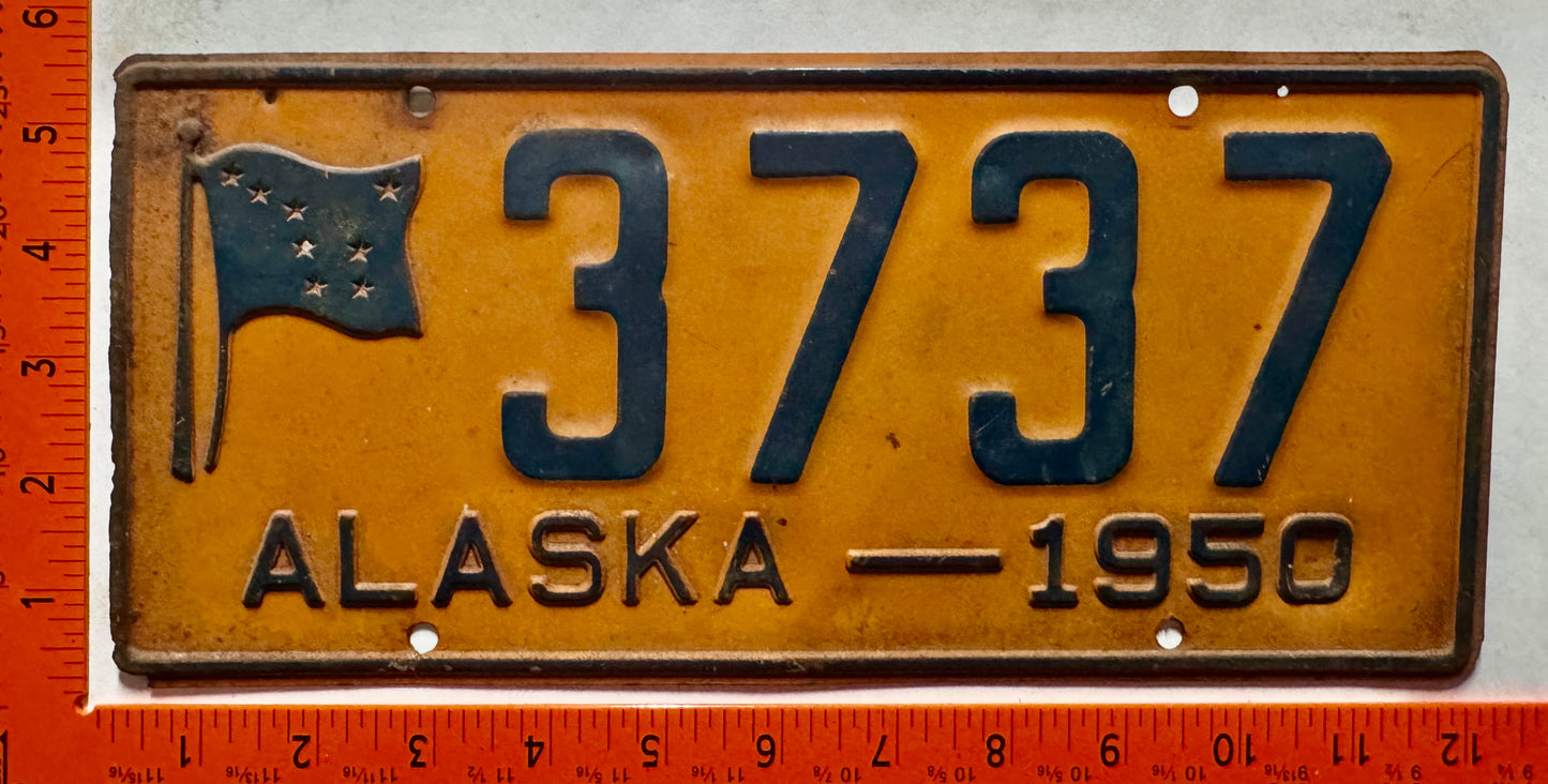 1950 Alaska #3737 Passenger License Plate
