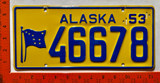 1953 Alaska #46678 Passenger License Plate