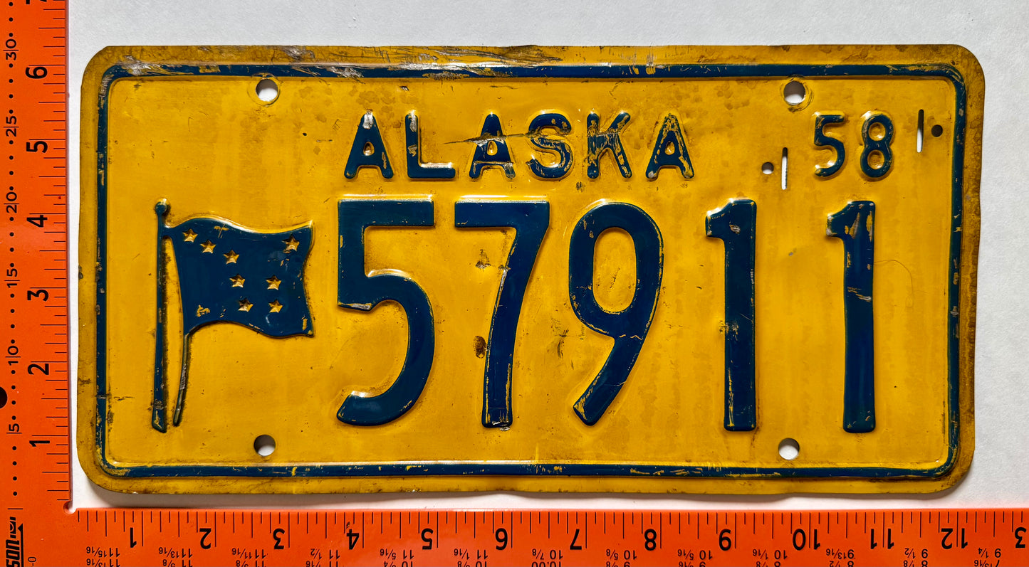 1958 Alaska #57911 Passenger License Plate