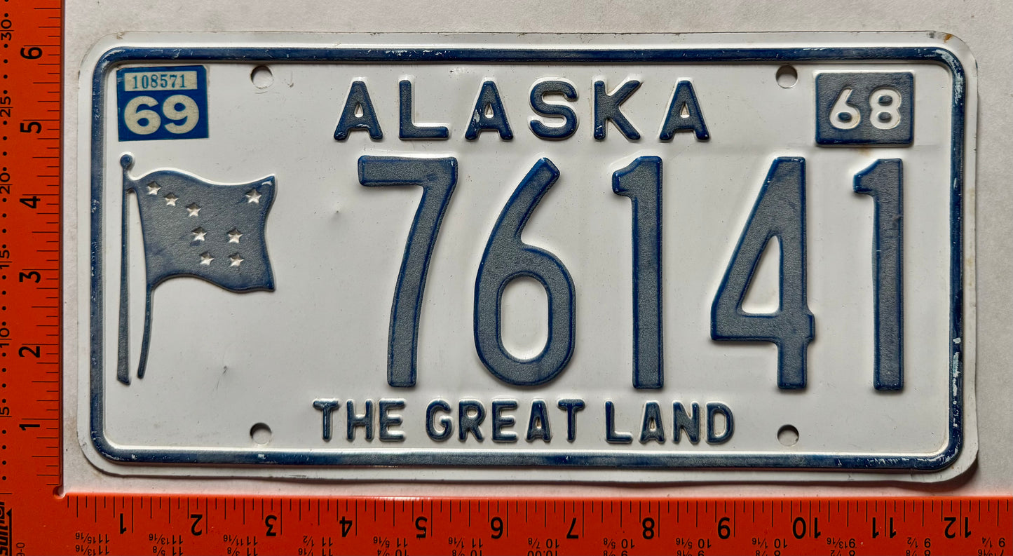 1969 Alaska #76141 Passenger License Plate