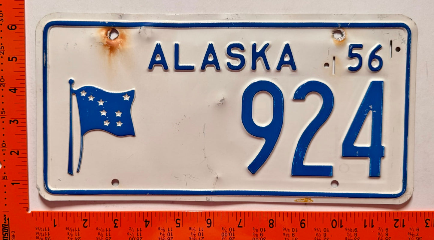 1956 Alaska #924 Passenger License Plate