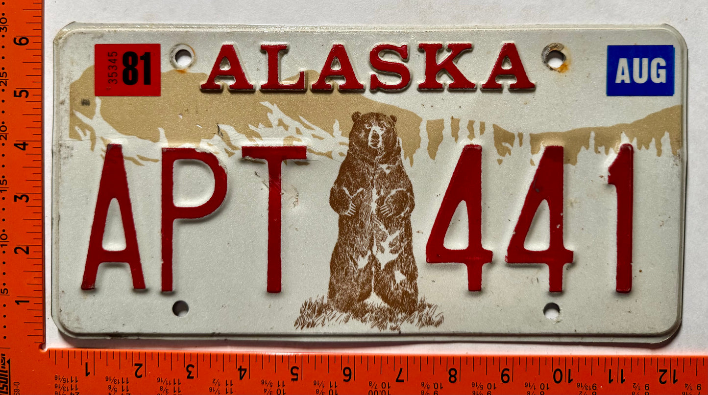1981 Alaska #APT 441 Passenger License Plate