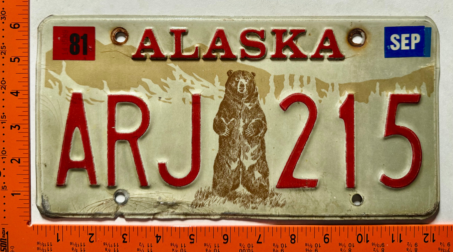 1981 Alaska #ARJ 215 Passenger License Plate