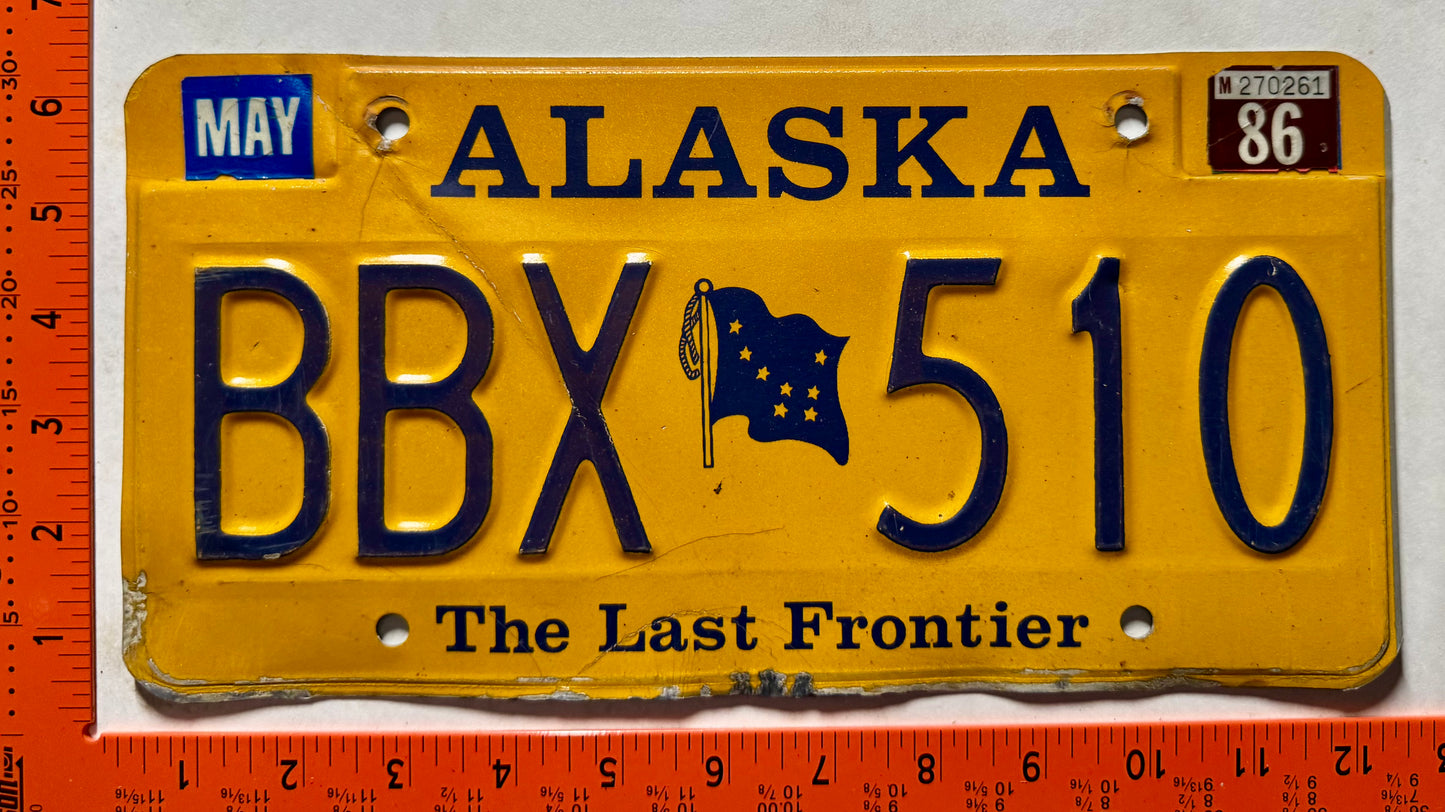 1986 Alaska #BBX 510 Passenger License Plate