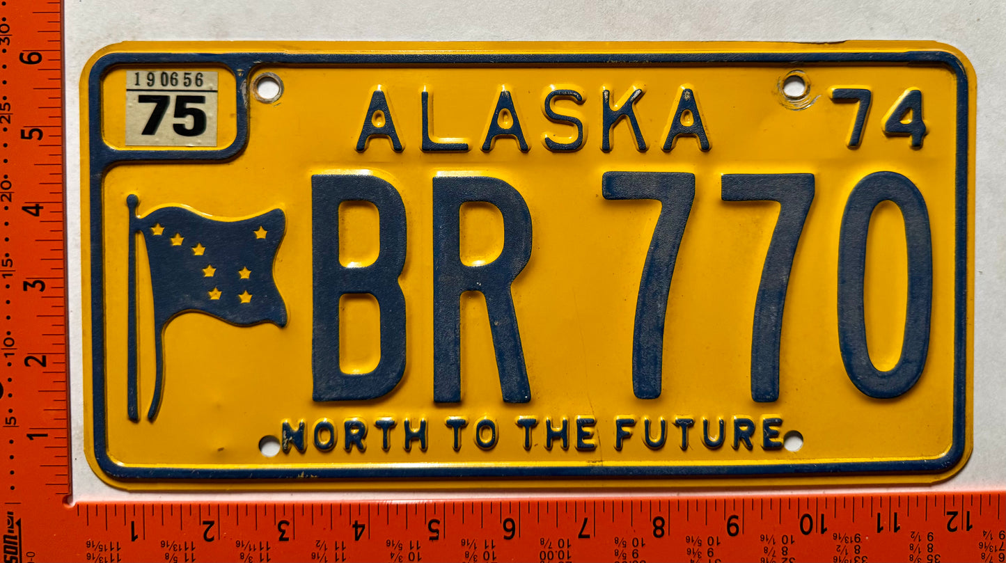 1974/1975 Alaska #BR 770 Passenger License Plate