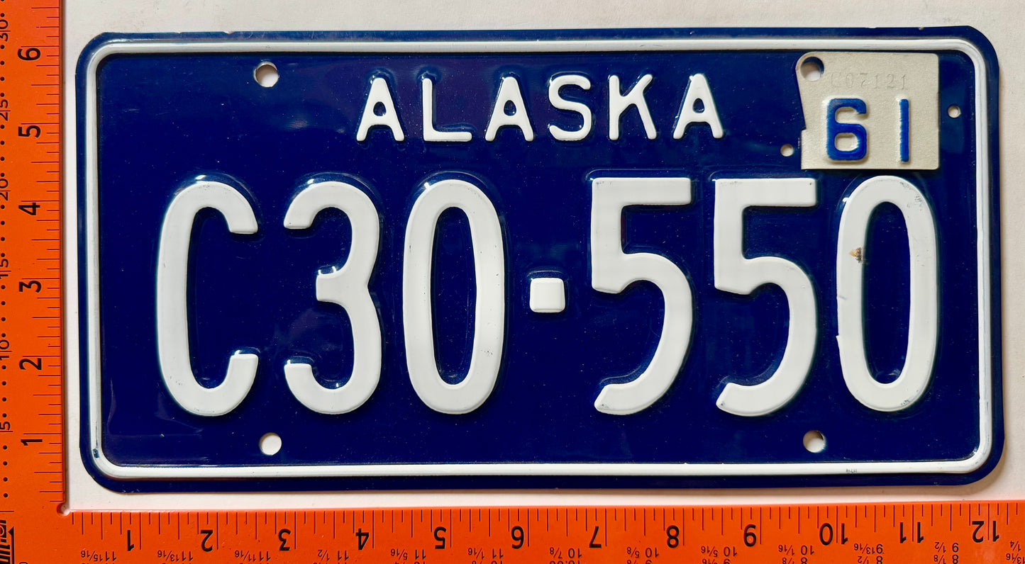 1961 Alaska #C30-550 Truck License Plate