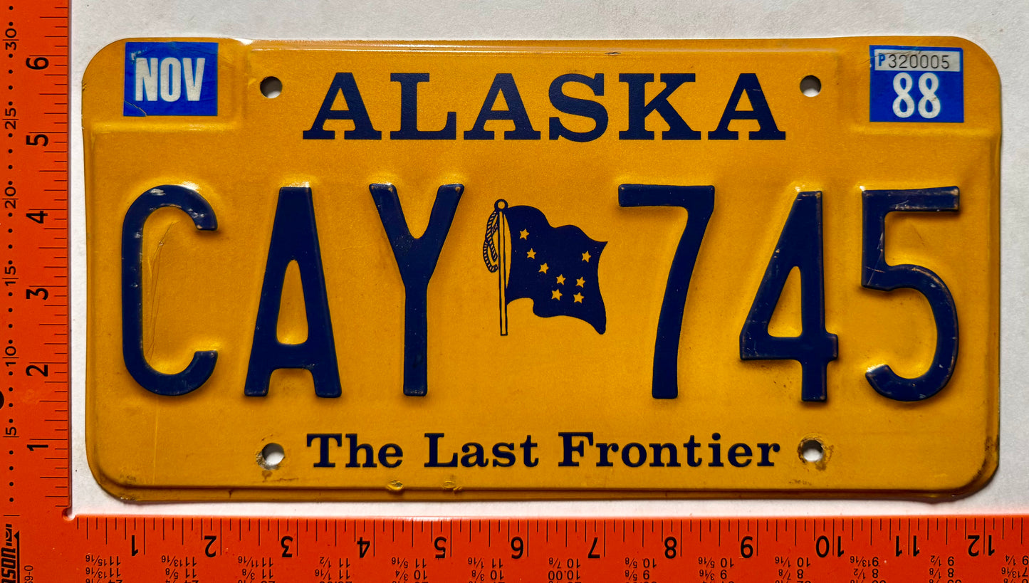 1988 Alaska #CAY 745 Passenger License Plate
