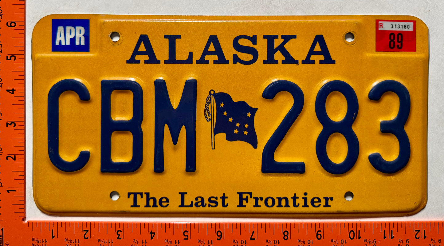 1989 Alaska #CBM 283 Passenger License Plate