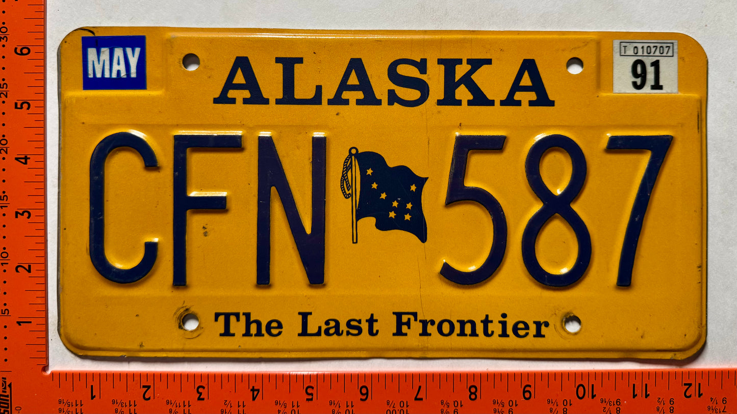 1991 Alaska #CFN 587 Passenger License Plate