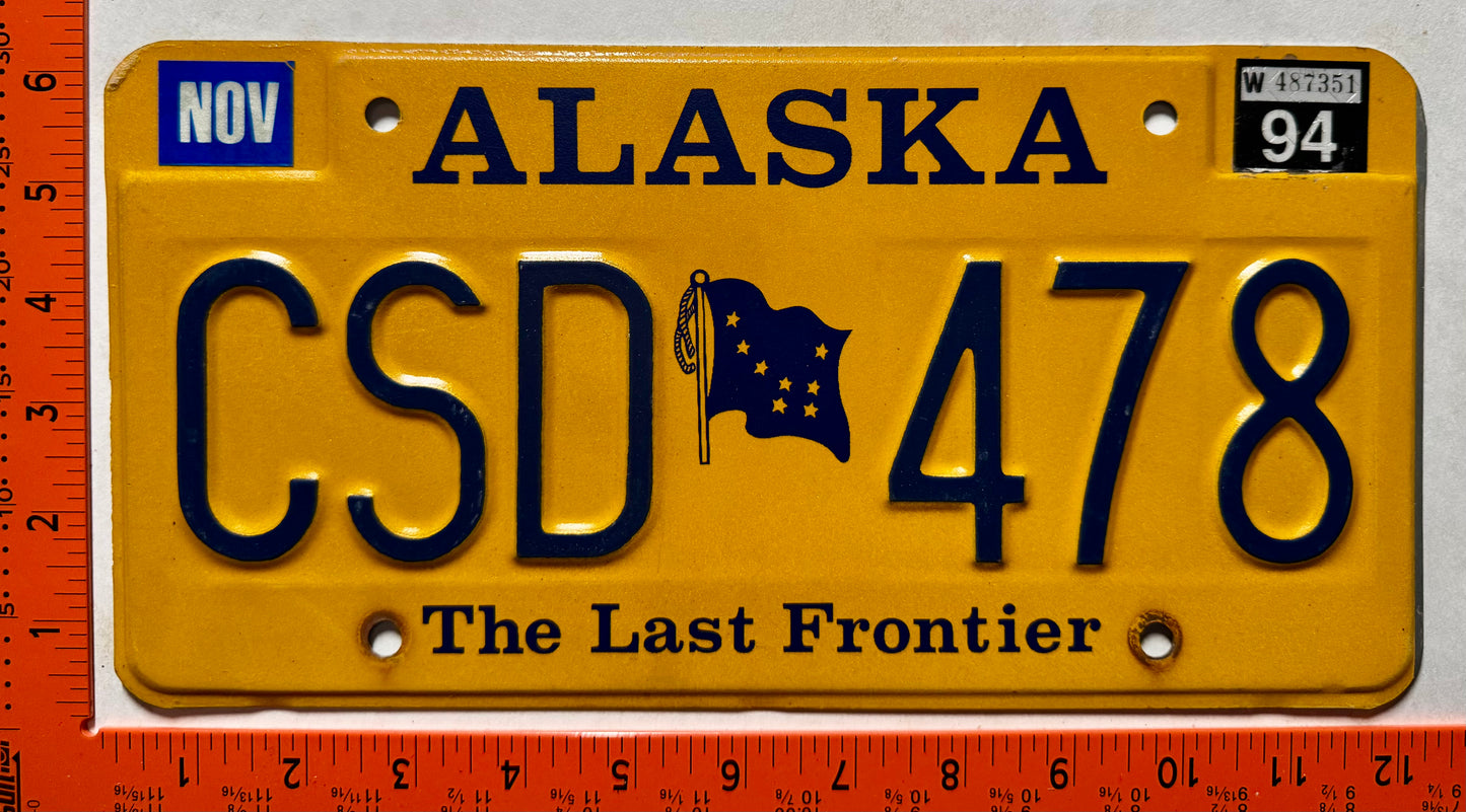 1994 Alaska #CSD 478 Passenger License Plate