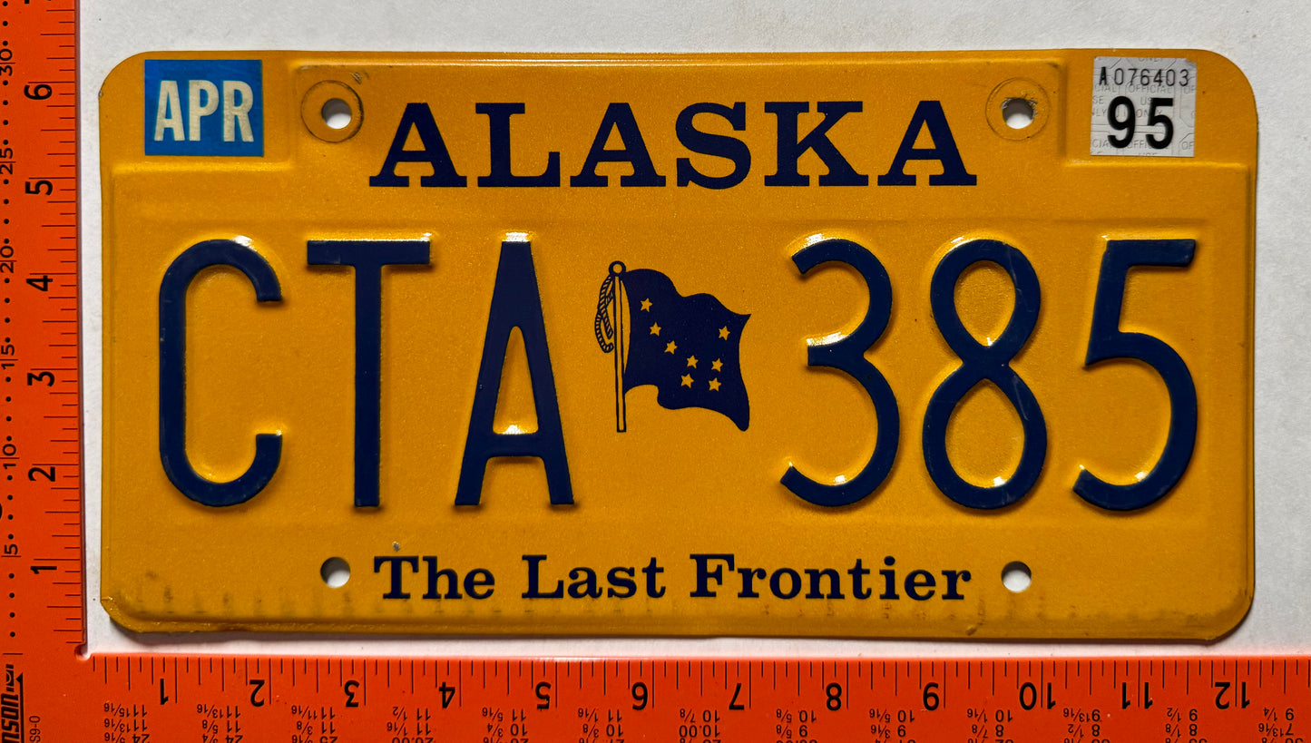 1995 Alaska #CTA 385 Passenger License Plate