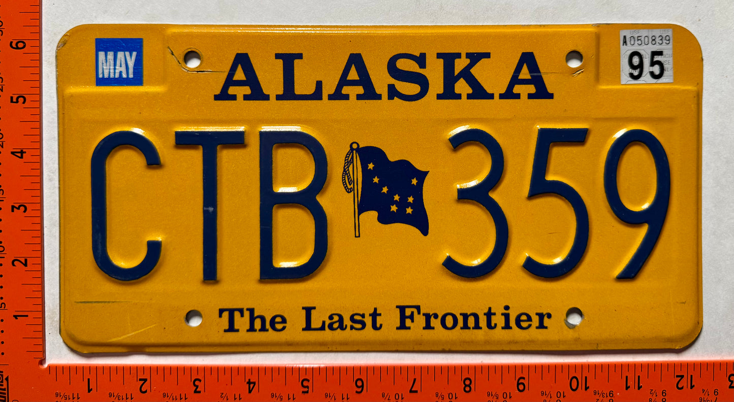 1995 Alaska #CTB 359 Passenger License Plate
