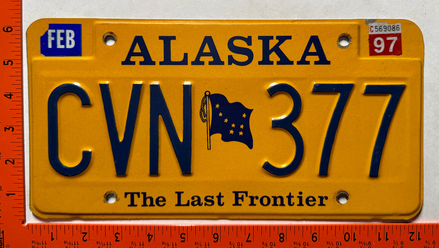 1997 Alaska #CVN 377 Passenger License Plate