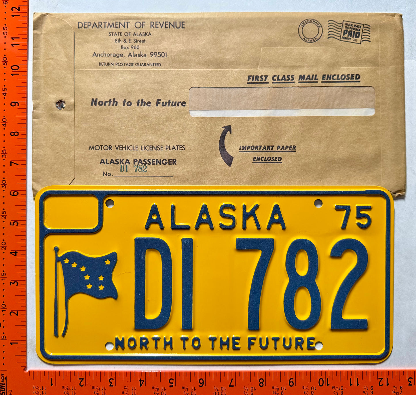 1975 Alaska #DI 782 Passenger License Plate