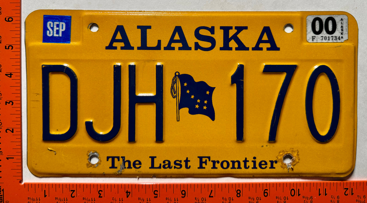 2000 Alaska #DJH 170 Passenger License Plate