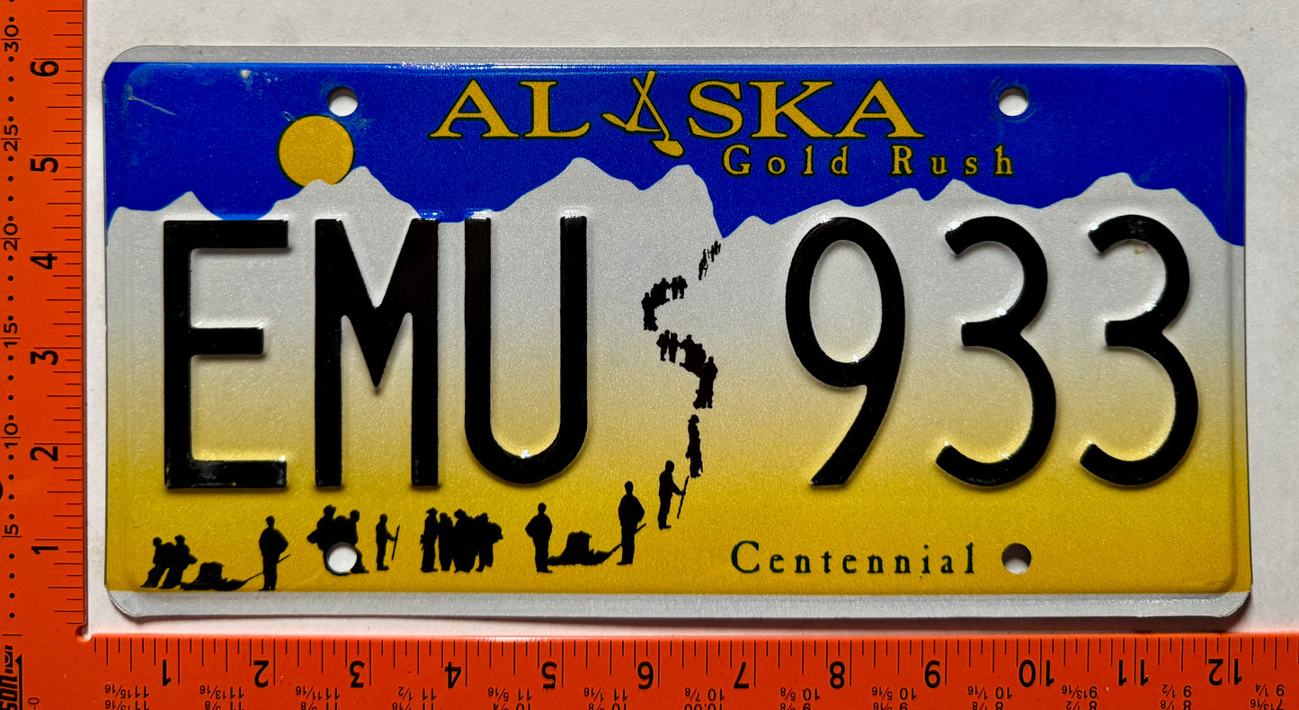 undated Alaska #EMU 933 Passenger License Plate