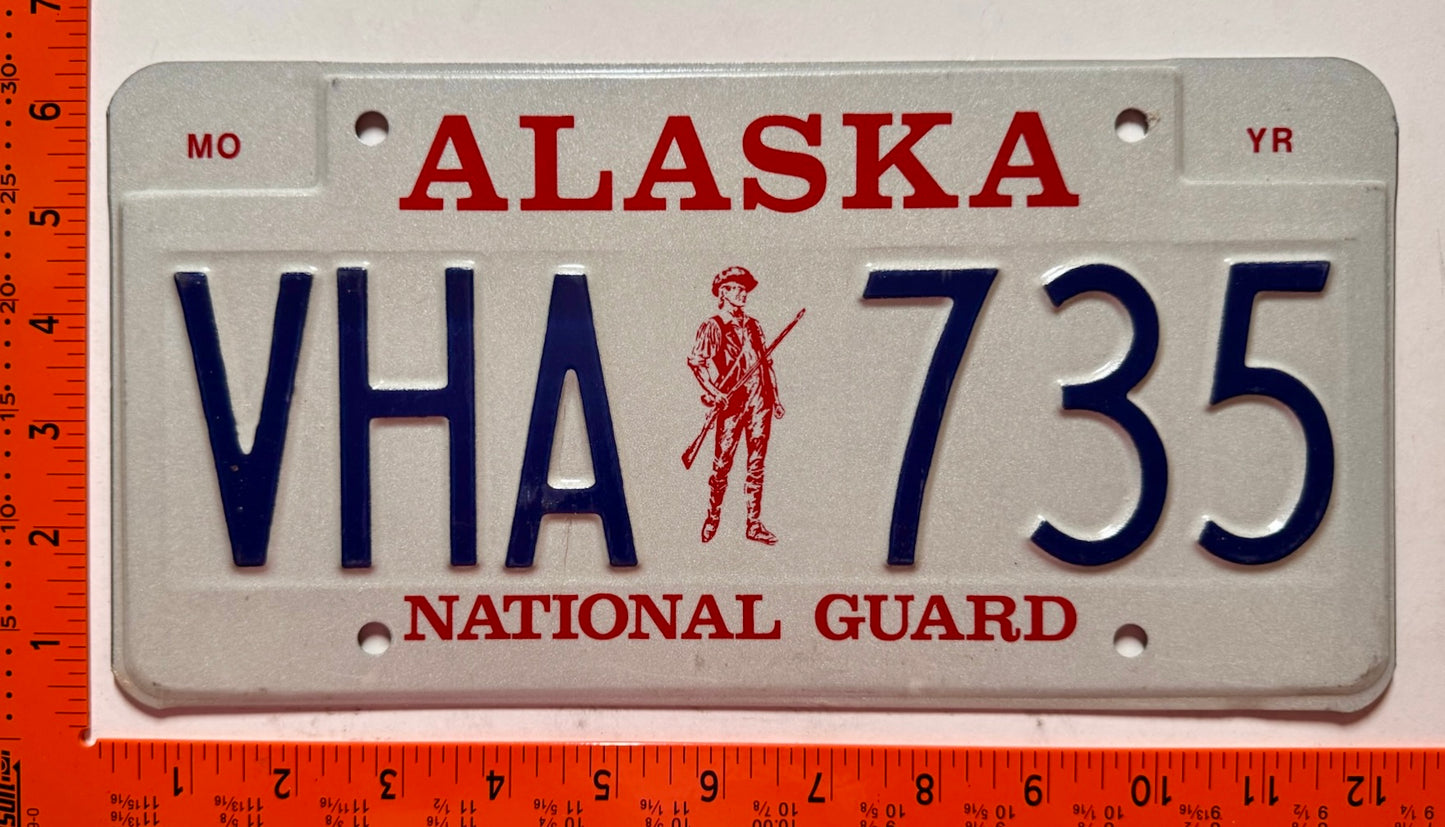 undated Alaska #VHA 735 National Guard License Plate