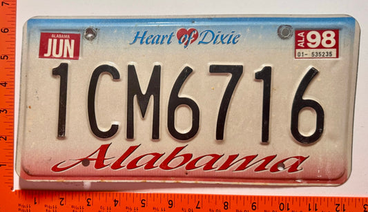 1998 Alabama #1CM6716 Passenger License Plate