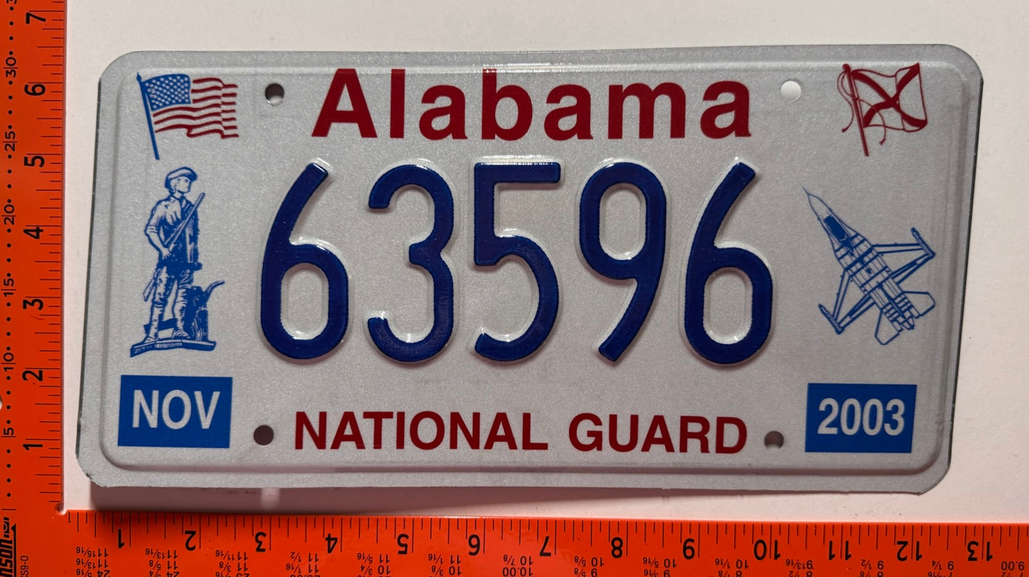 2003 Alabama #63596 National Guard License Plate