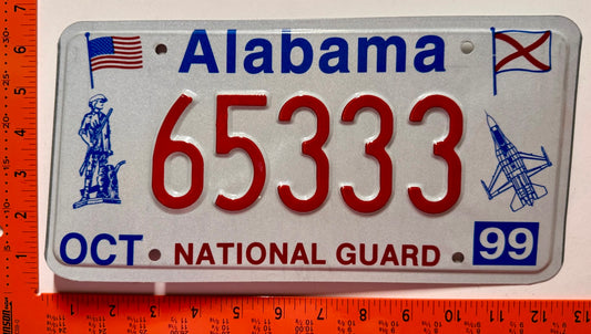 1999 Alabama #65333 National Guard License Plate