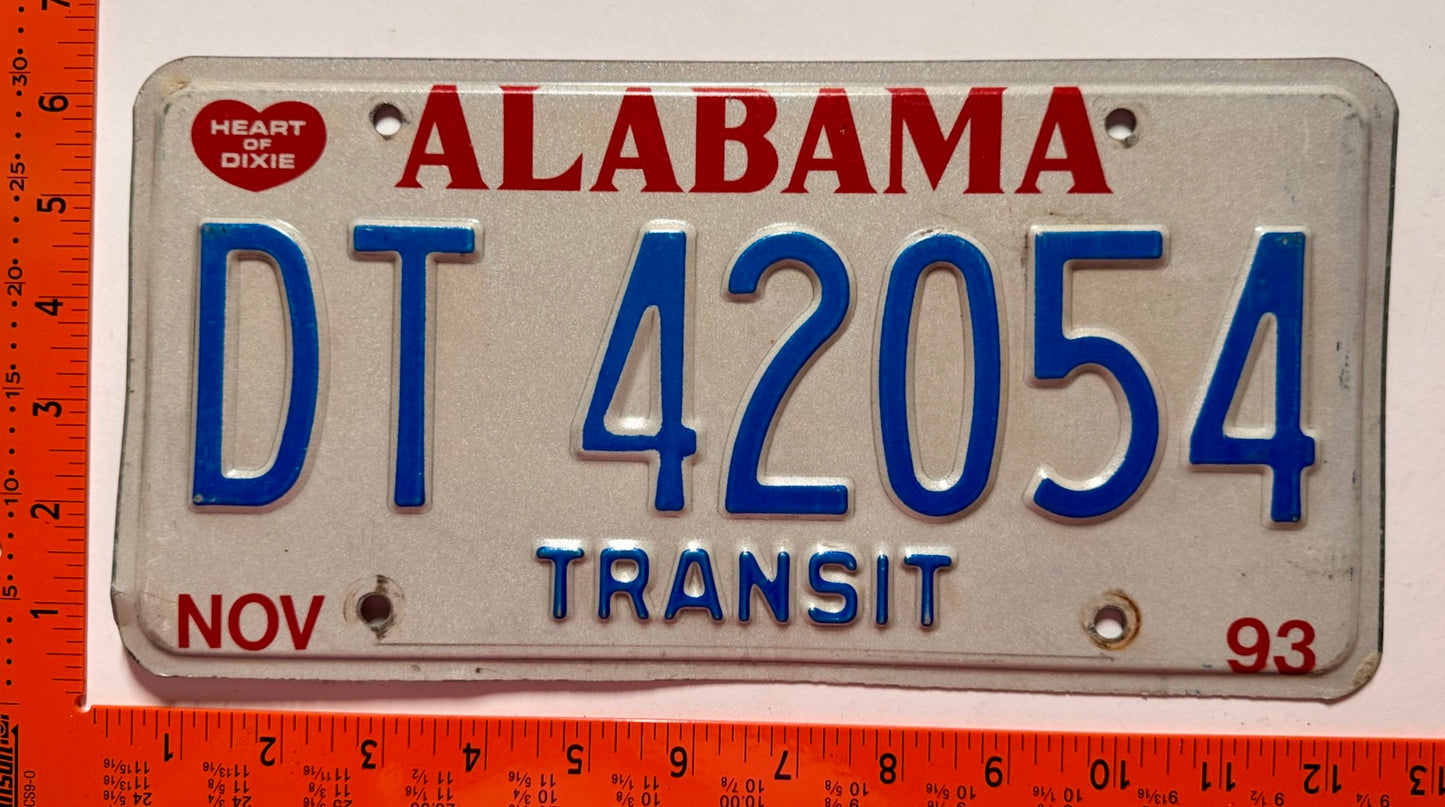 1993 Alabama #DT 42054 Transit License Plate
