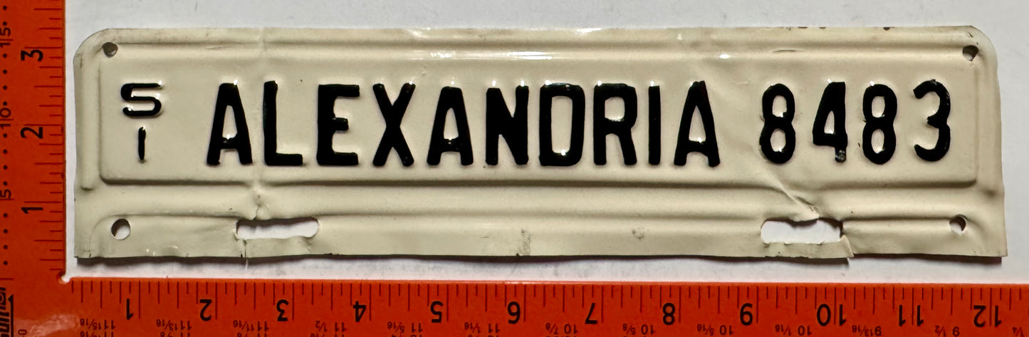 1951 Alexandria, Virginia #8483 License Plate (Repainted)