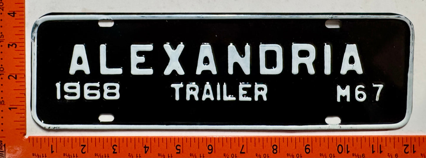 1968 Alexandria, Virginia #M67 Trailer License Plate